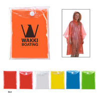 Single-Use Solid Rain Poncho with Printed Pouch