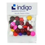 1 oz Header Bag Filled with Chocolate Buttons in Your Corporate Colors 