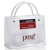 Frosted Plastic Executote Gift Bag with Outside Business Card  Pocket  (Small, 8
