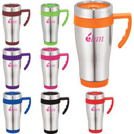 15 oz Stainless Steel Travel Mug with Color Accents and a Plastic Liner