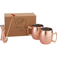 14 oz. Copper-Coated Stainless Steel Moscow Mule 4 Piece Mixology Set