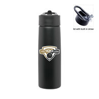 24 oz. Stainless Steel Single Wall Water Bottle with Flip-Up Straw - BEST METAL