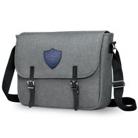Snow Canvas Messenger Bag with Faux-Leather Logo Patch - Holds 15.5