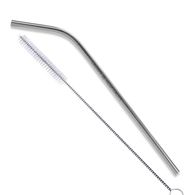 Reusable Bent Stainless Steel Drinking Straw with Cleaning Brush Included