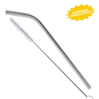 Reusable Bent Stainless Steel Drinking Straw with Cleaning Brush Included - OVERSEAS (Longer Production Time)