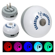 Dual USB Wall Charger with Color Changing Night Light