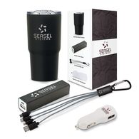 Rep-On-The-Go Gift Set Includes Power Bank, Car Charger, Charging Cables and Travel Tumbler in a Semi-Custom Box 