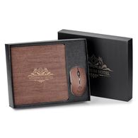 Wood-Grain Wireless Charging Mousepad and Wireless Optical Mouse Gift Set