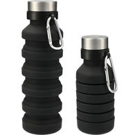 18 oz Collapsible Silicone Bottle with Laser Engraved Metal Lid - UNIQUE PLASTIC