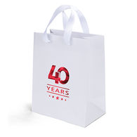 *NEW* Matte-Laminated Paper Bag with Deluxe Ribbon Handles – 7.75” x 9.75” - Foil Imprint